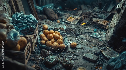 Potatoes in Debris: Post-Disaster Scene