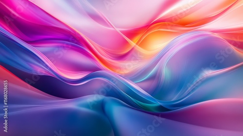 Wallpaper Mural A vibrant swirl of colorful waves, blending hues of pink, blue, and orange, creating a dynamic and fluid abstract design. Torontodigital.ca
