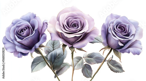 bouquet of purple roses on white