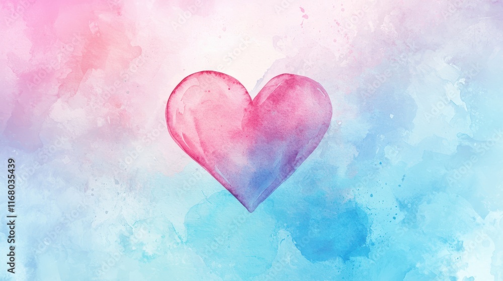 Obraz premium Romantic Pastel Watercolor Heart Symbol with Soft Texture for Creative Projects