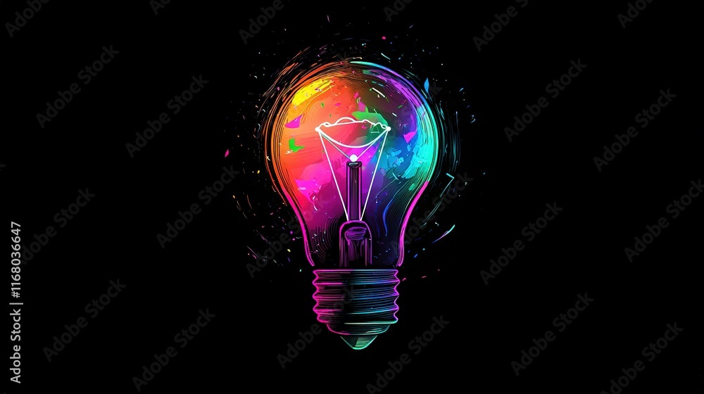 Fototapeta premium Rainbow Lightbulb: Creativity & Innovation