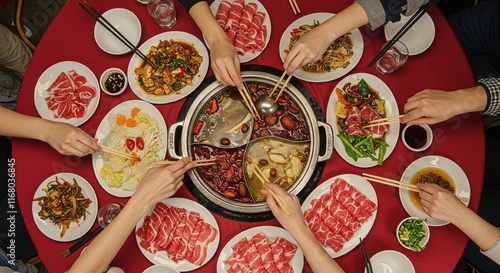 Delicious Hot Pot Dinner Asian Cuisine Group Meal Family Gathering
