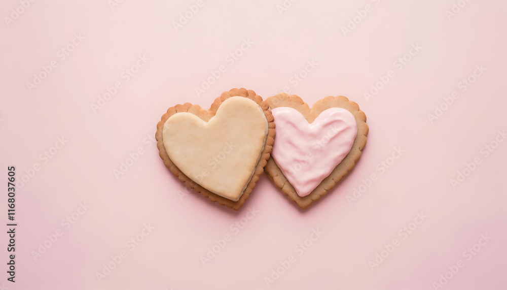 Heart-Shaped Cookies on a White Table, This image features a collection of heart-shaped cookies with pink frosting, Heart-Shaped Cookies on a White Table, This image features a collection of heart-shaped cookies with pink frosting,
