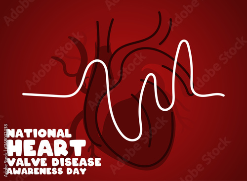 National Heart Valve Disease Awareness Day. February 22. Abstract heart design vector. Red gradient background. Hand drawn. Poster, banner, card, background.