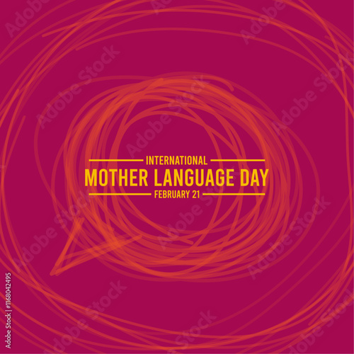 International Mother Language Day. February 21. Abstract chat line. Hand drawn. Abstract circle line background. Poster, banner, card, background.