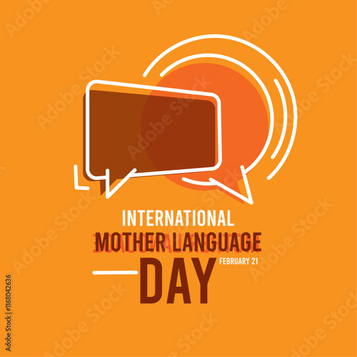 International Mother Language Day. February 21. Chat line icon. Abstract chat design vector. Yellow background. Flat design vector. Poster, banner, card, background.