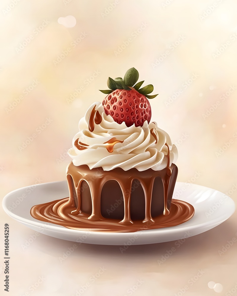 Delightful Chocolate Dessert with Whipped Cream and Fresh Strawberry on a Plate, Perfect for Celebrations and Sweet Treats Fondly Enjoyed by All Ages Delightful Chocolate Dessert with Whipped Cream and Fresh Strawberry on a Plate, Perfect for Celebrations and Sweet Treats Fondly Enjoyed by All Ages