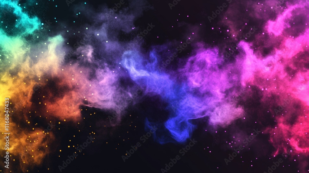 Fototapeta premium Vector decorative border with colorful exploding fireworks in the sky on transparent background - celebration card, festival banner