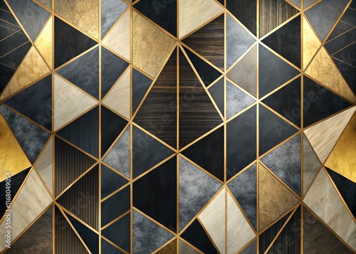 Wallpaper Mural Abstract Golden Triangle Geometric Background - Modern Luxury Design Torontodigital.ca