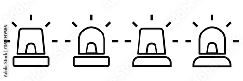 ambulance siren icon set with outline eps 10.
