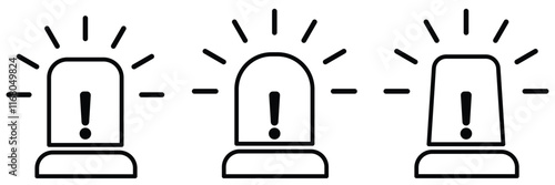 Emergency flashers siren icon set. alarm siren icon set eps 10.