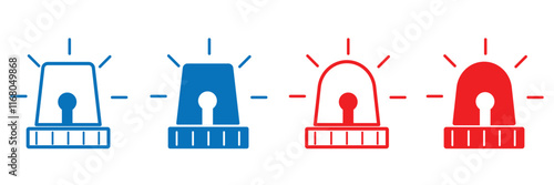 Emergency flashers siren icon set. alarm siren icon set eps 10.