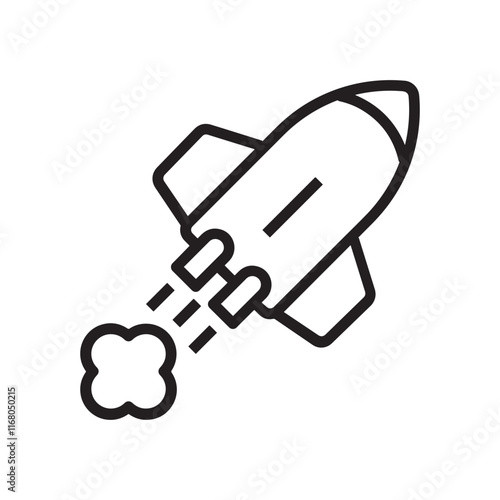 black rocket vector icon with white background