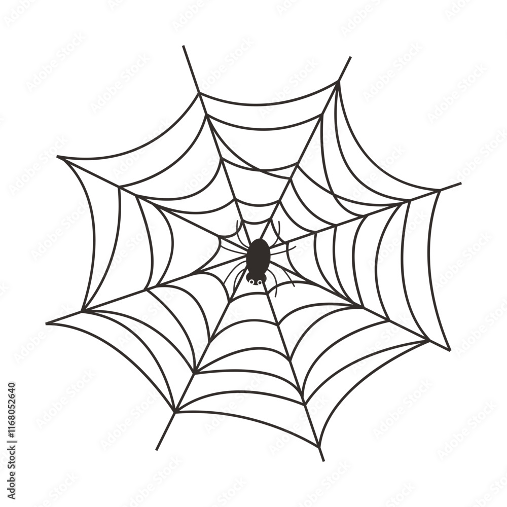 Fototapeta premium Black Spider Web Illustration. Isolated Vector icon in Simple Decoration.