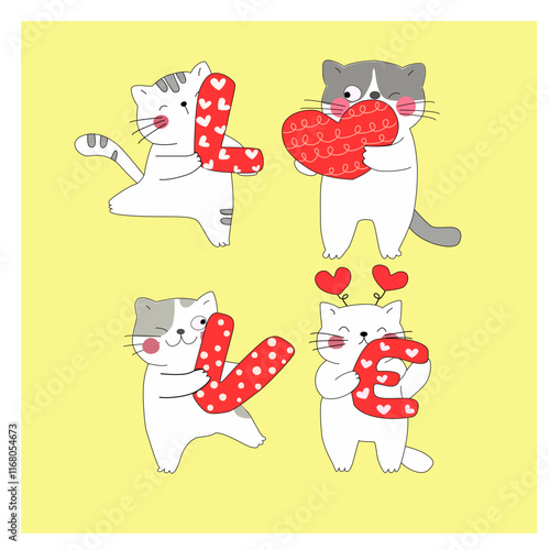 Cats holding the love Valentine's day