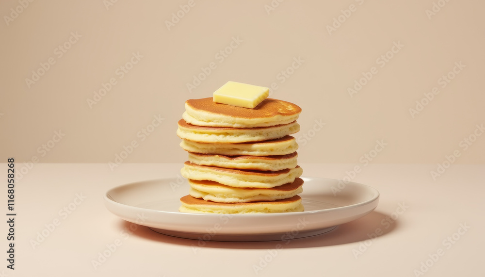Minimalist Pancakes with Butter on Plate Minimalist Pancakes with Butter on Plate
