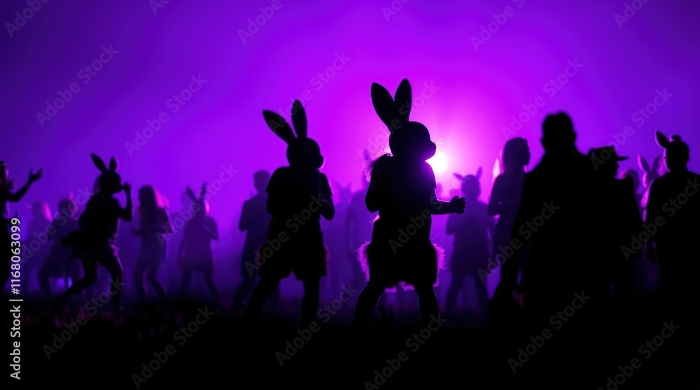 Purple Haze: Mysterious Rabbit Silhouettes Dance in the Night Purple Haze: Mysterious Rabbit Silhouettes Dance in the Night