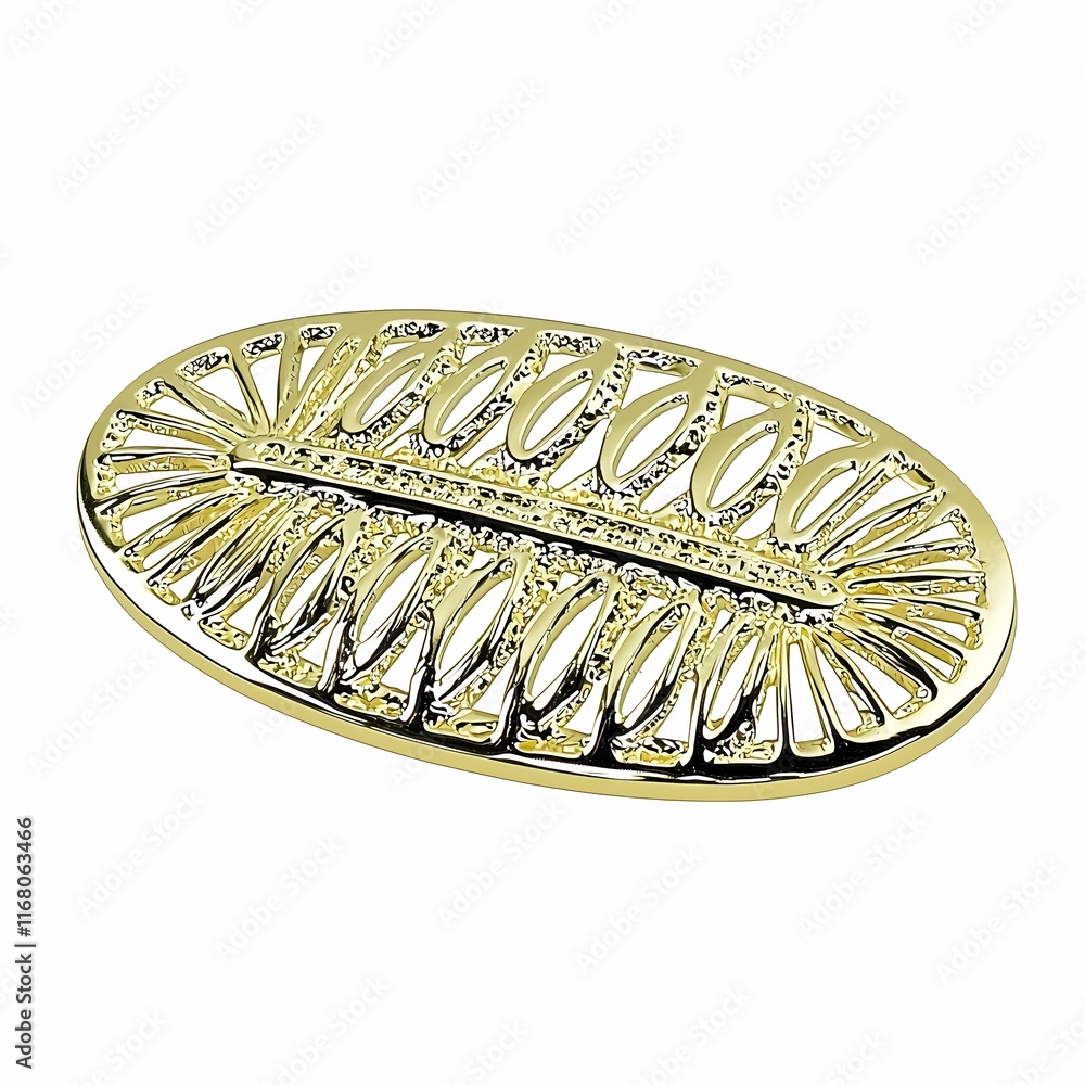 Elegant Gold Decorative Dish with Intricate Leaf Design