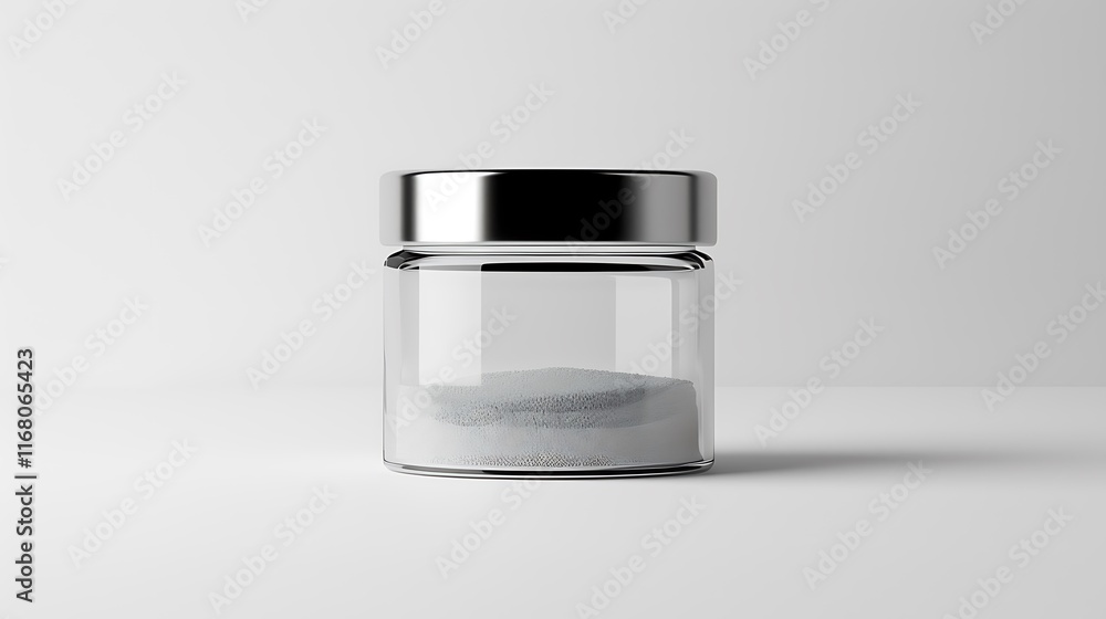 A classic clear glass jar on the beautifull empty background A classic clear glass jar on the beautifull empty background
