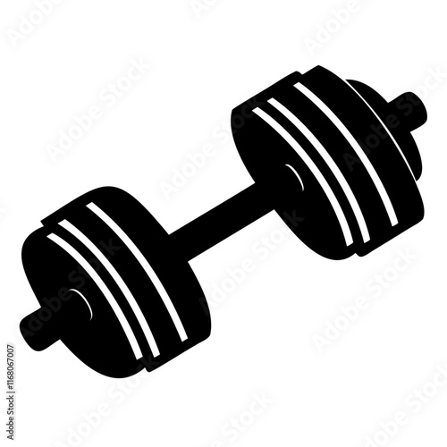 Dumbbell Black Silhouette Vector Icon Illustration on transparent background