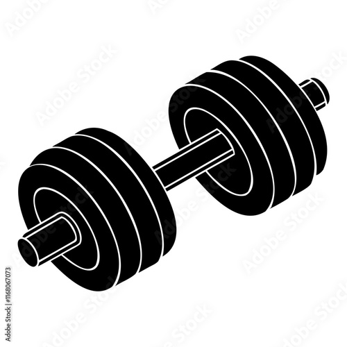 Dumbbell Black Silhouette Vector Icon Illustration on transparent background