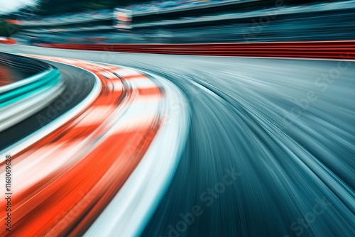 F1 racing circuit with motion blur showcasing the speed and thrill Formula One.