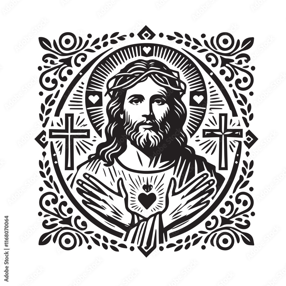 Jesus Isolated Scribble Vector Illustration