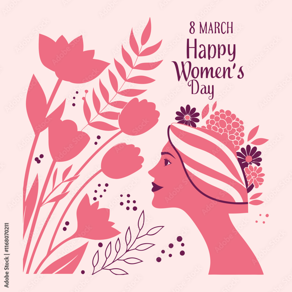 abstract pink floral women's day greeting card design. abstract pink floral women's day greeting card design.