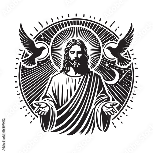 Jesus Isolated Scribble Vector Illustration
