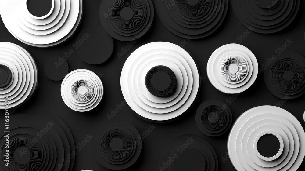 Abstract Monochrome Geometric Pattern with Overlapping Circles for Modern Visual Texture Abstract Monochrome Geometric Pattern with Overlapping Circles for Modern Visual Texture