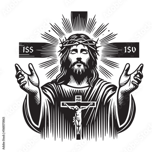 Jesus Isolated Scribble Vector Illustration