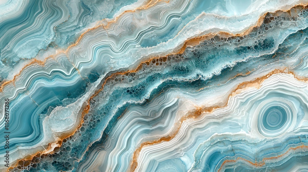 Fototapeta premium Serene Ocean Waves - Close Up of Flowing Marble Pattern in Soft Blues and Greens for a Calming Effect