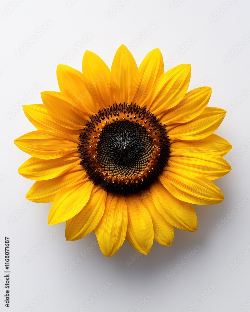 Fototapeta premium A vibrant sunflower displaying bright yellow petals and intricate center detail.