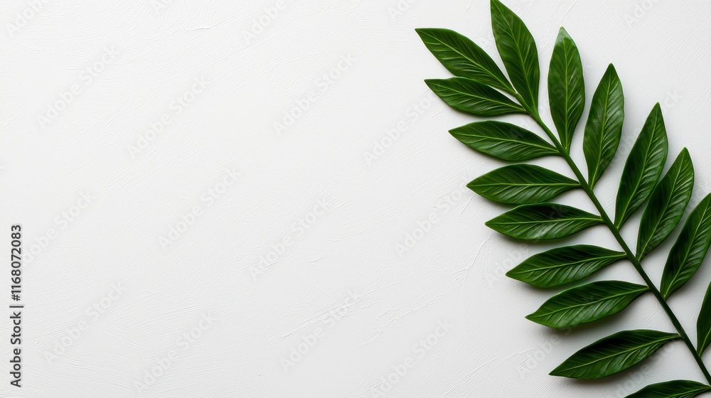 Fototapeta premium Fresh green leaf on a minimal background showcasing nature's beauty and simplicity.