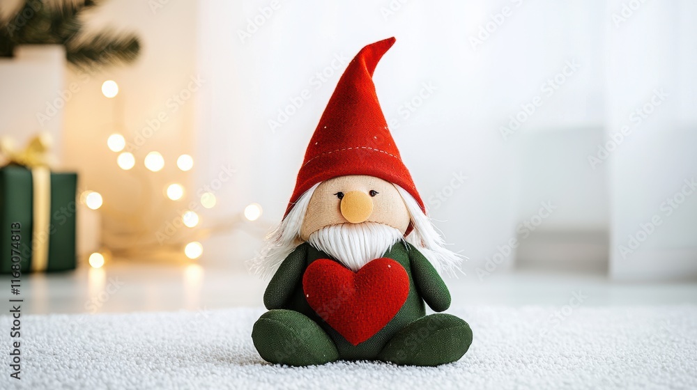 Fototapeta premium Warm christmas spirit with cute handcrafted gnome decor