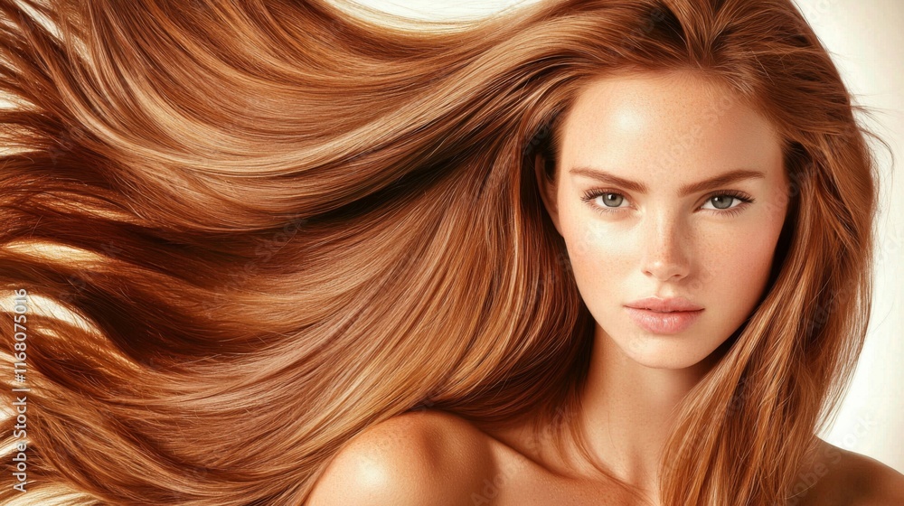 Obraz premium Hair styling tips for gorgeous long locks studio beauty tutorial bright lighting close-up personal care