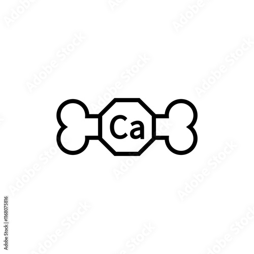 Calcium and bone icon. Isolated vector outline illustration on white background.
