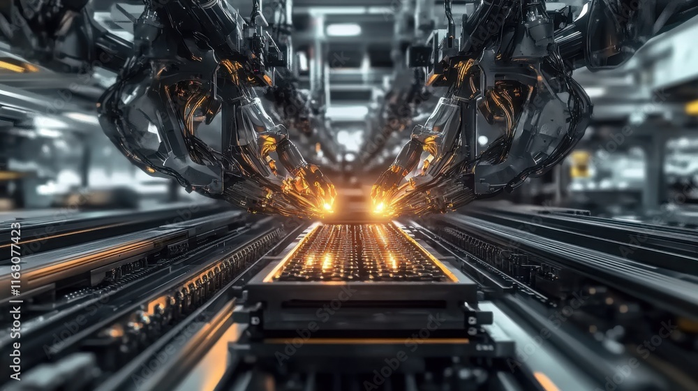 Fototapeta premium Investment Efficiency: Automated Battery Production Line