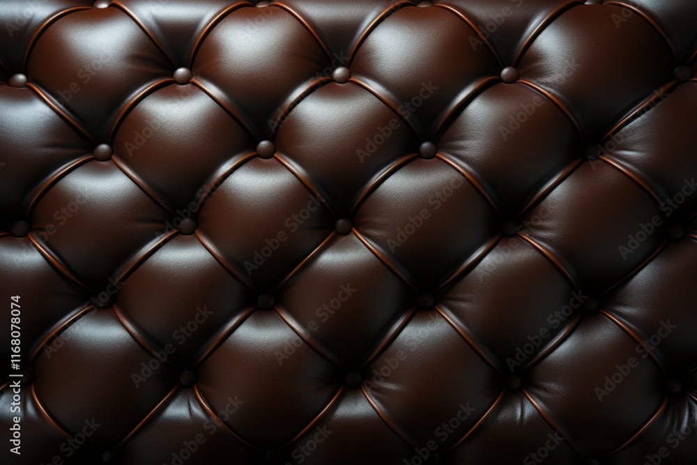 Luxurious and Stylish Buttoned Brown Leather Upholstery with Glossy Finish Ideal for Upscale Interiors, Furniture and Design Projects Luxurious and Stylish Buttoned Brown Leather Upholstery with Glossy Finish Ideal for Upscale Interiors, Furniture and Design Projects