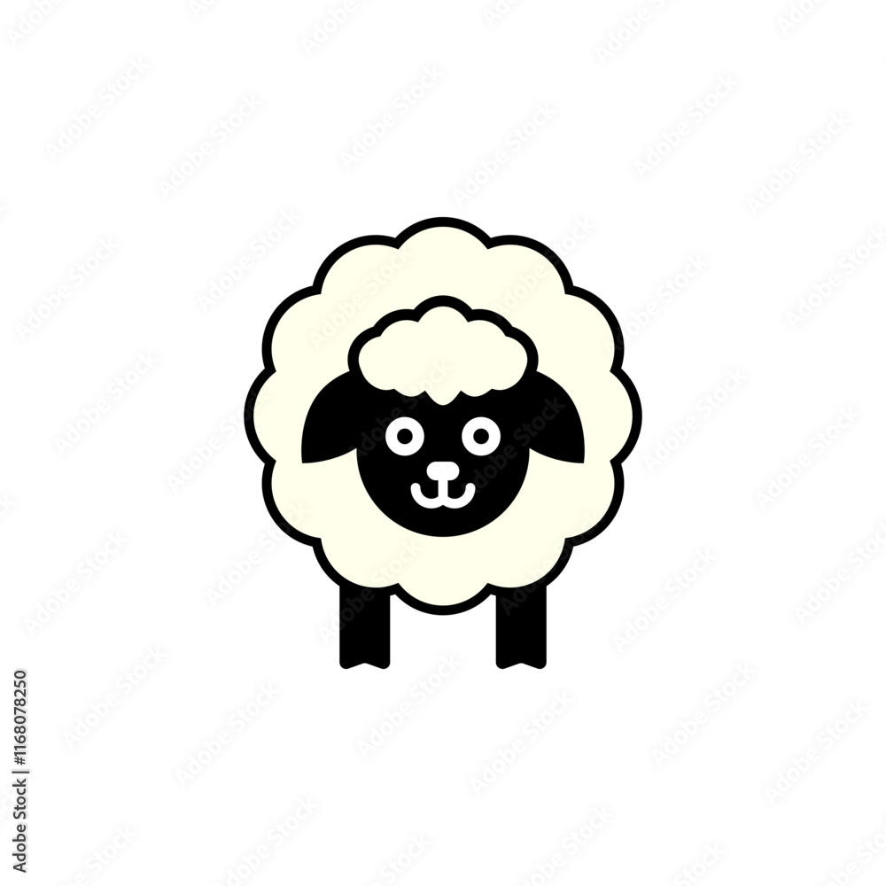 One white fluffy sheep. Vector drawing of a ewe on a white background. One white fluffy sheep. Vector drawing of a ewe on a white background.