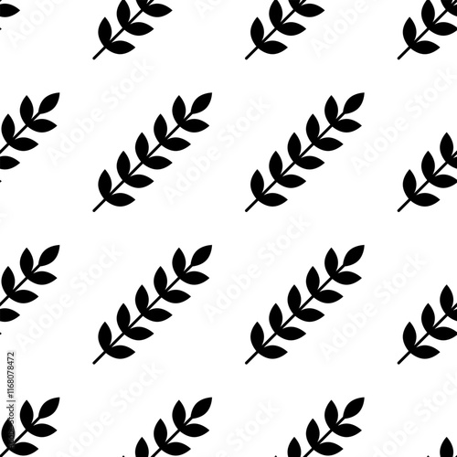 Seamless background of spikelet silhouettes. Vector pattern with spikelets of wheat on white background.