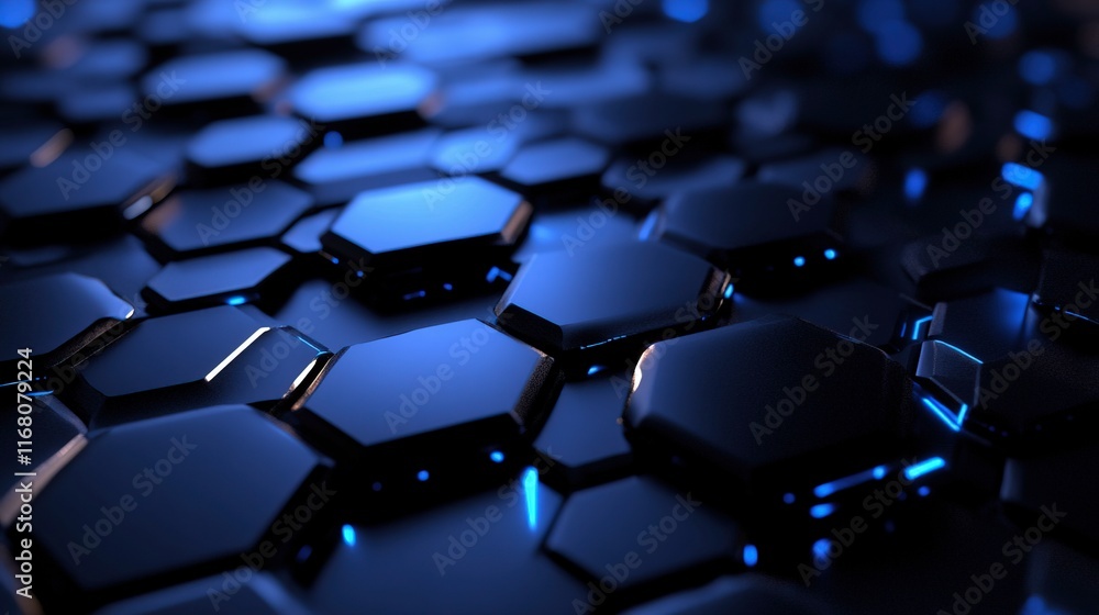 Obraz premium hexagonal connection with blue colour background