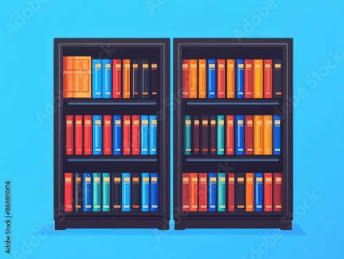 smart library concept. Interactive smart shelves that suggest related books based on user touch patterns or searches, smart shelving, personalized browsing experience photo