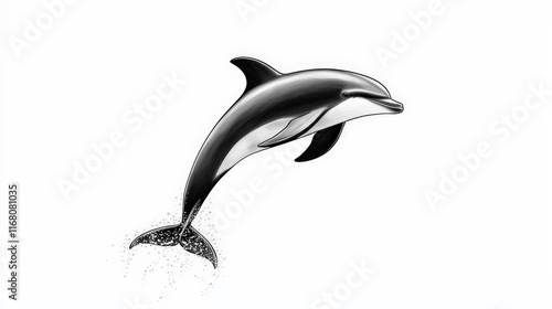 Wallpaper Mural Minimalist Black and White Dolphin Sketch Illustration Torontodigital.ca