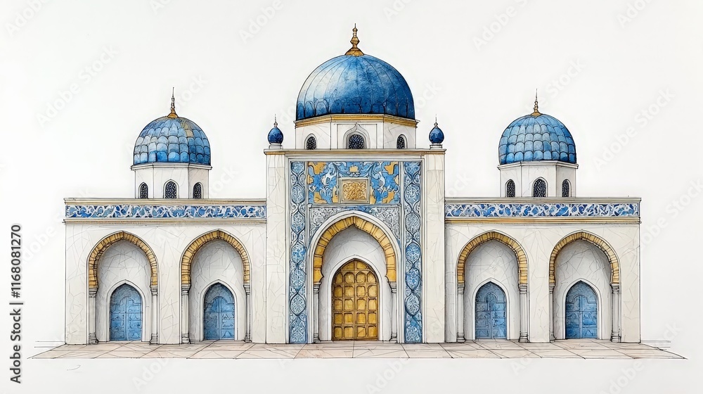 Fototapeta premium Moorish Palace Architectural Drawing Artwork