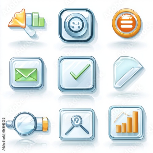 Colorful and Glossy User Interface Icons for Modern Web and App Design