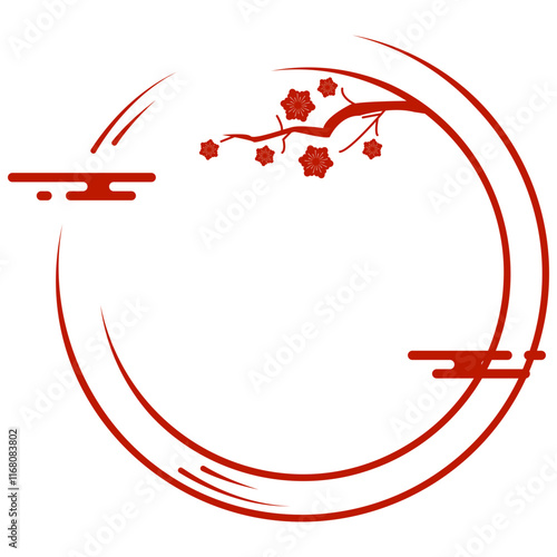 Oriental Circle Frame. Chinese red circle frame set vector design.