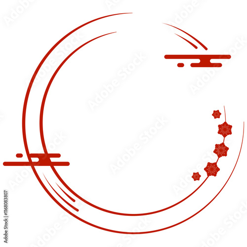 Oriental Circle Frame. Chinese red circle frame set vector design.