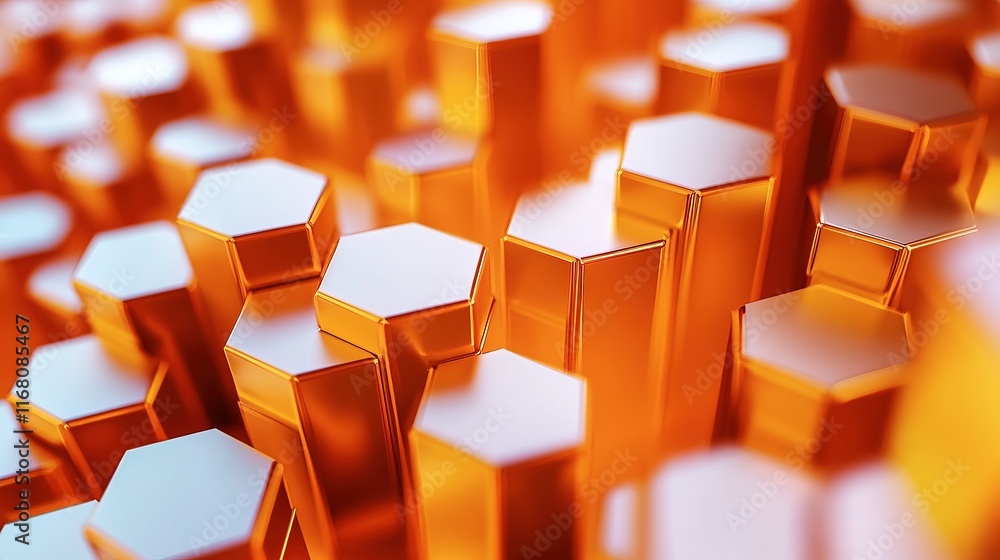 Fototapeta premium artistic hexagonal connection with orange color