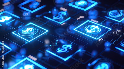 Wallpaper Mural Glowing symbols and icons representing financial regulatory frameworks and compliance Torontodigital.ca